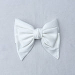 Load image into Gallery viewer, QueenMee White Satin Hair Bow White Hair Clip
