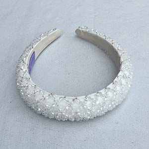 QueenMee White Sparkly Headband Beaded Headband