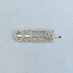 Load image into Gallery viewer, QueenMee Word Hair Clip Word Hair Slide Diamante Hair Grip Gold
