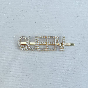 QueenMee Word Hair Clip Word Hair Slide Diamante Hair Grip Gold