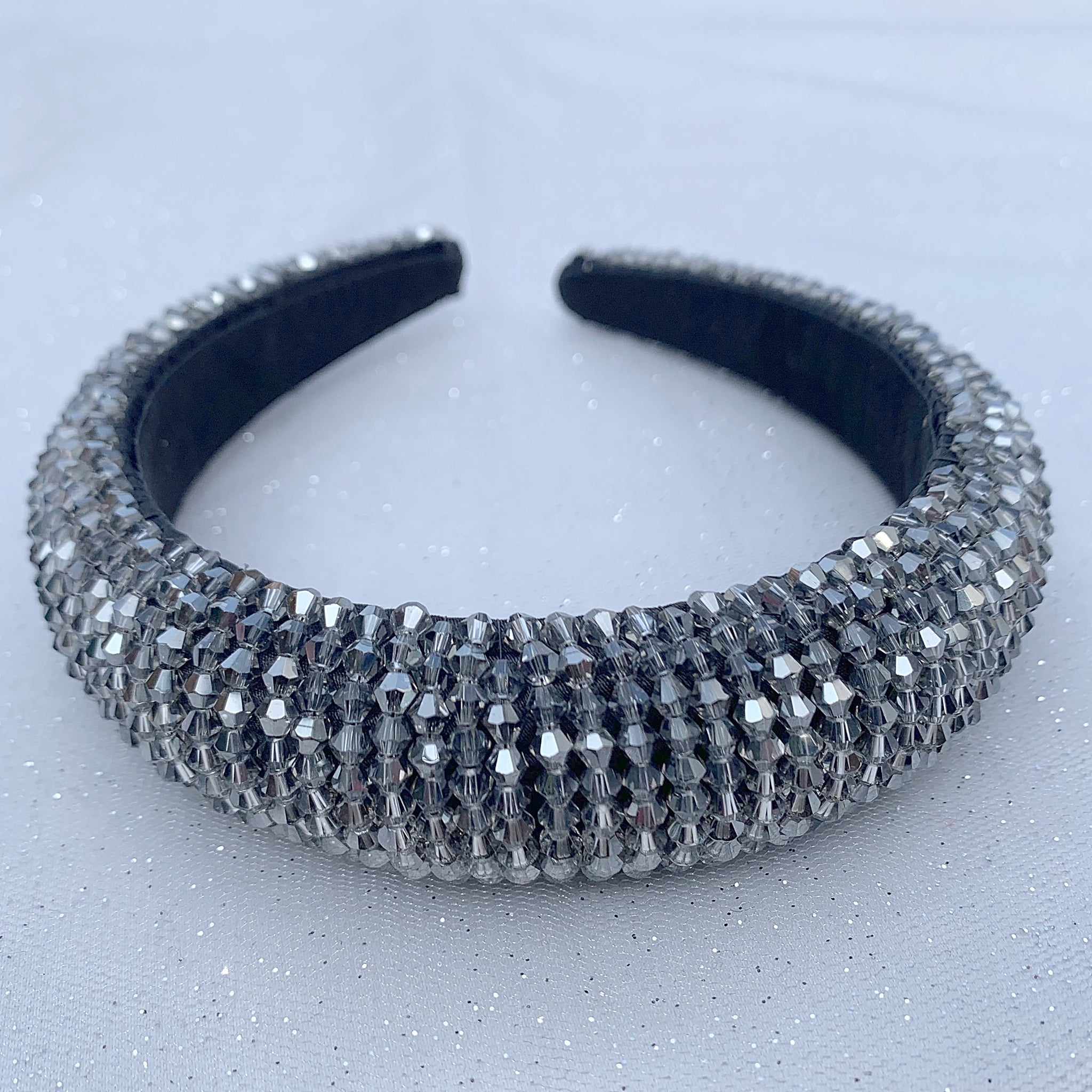 QueenMee Beaded Headband Grey