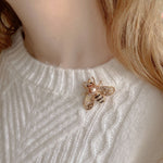 Load image into Gallery viewer, QueenMee Bee Brooch Gold Pearl Pin Crystal
