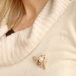 Load image into Gallery viewer, QueenMee Bee Brooch Gold Pearl Pin Crystal
