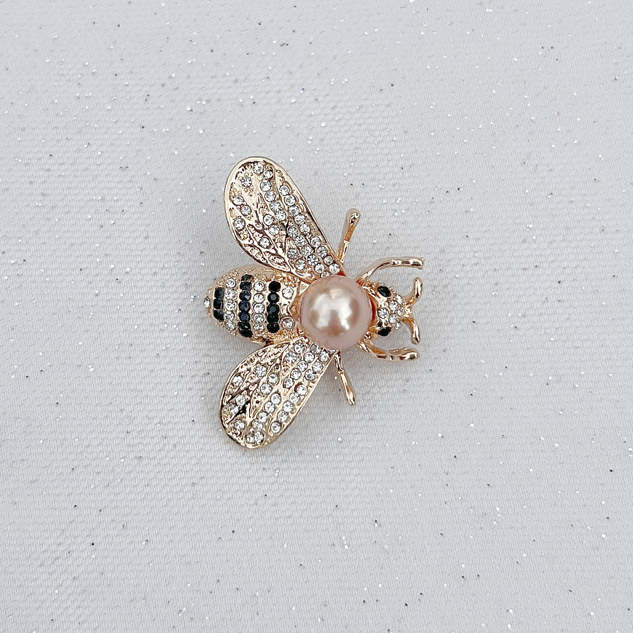 QueenMee Bee Brooch Gold Pearl Pin Crystal