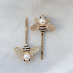 Load image into Gallery viewer, QueenMee Bee Hair Clips Gold Hair Slides Set of 2
