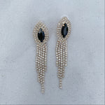 Load image into Gallery viewer, QueenMee Black Earrings Diamante Earrings
