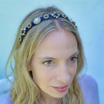 Load image into Gallery viewer, QueenMee Black Headband Black Hair Band Thin Hair Band with Pearls and Jewels
