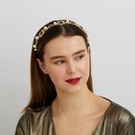 Load image into Gallery viewer, QueenMee Black Headband with Pearls
