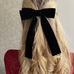 Load image into Gallery viewer, QueenMee Black Velvet Hair Bow Hair Clip Alligator Clip
