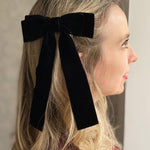 Load image into Gallery viewer, QueenMee Black Velvet Hair Bow Hair Clip Alligator Clip
