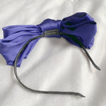 Load image into Gallery viewer, QueenMee Blue Fascinator Bow Headband
