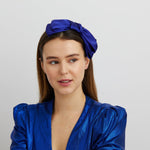 Load image into Gallery viewer, QueenMee Blue Fascinator Bow Headband
