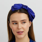 Load image into Gallery viewer, QueenMee Blue Fascinator Bow Headband
