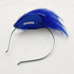 Load image into Gallery viewer, QueenMee Blue Fascinator Headband Cobalt Blue with Feathers
