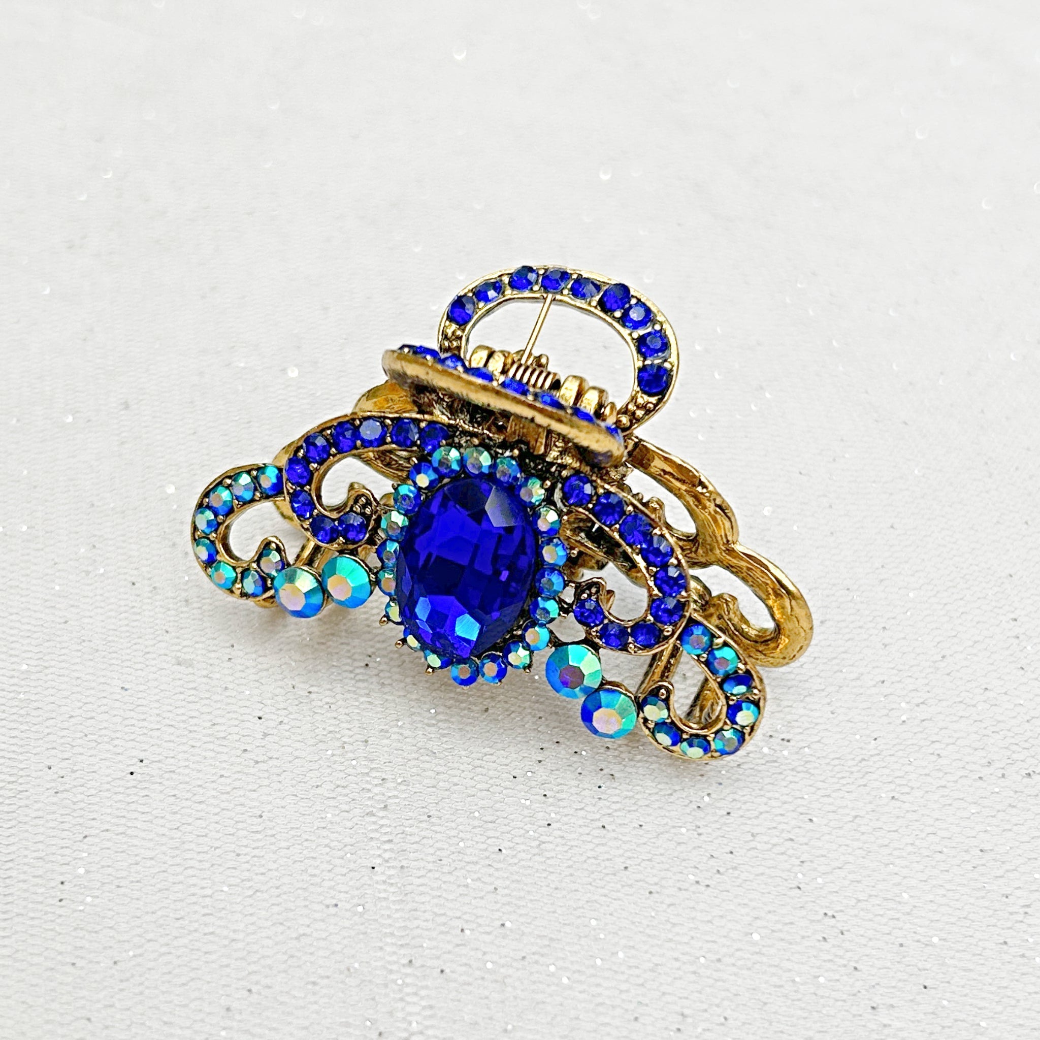 QueenMee Blue Hair Claw Clip with Gems