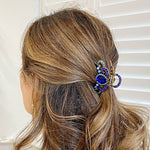 Load image into Gallery viewer, QueenMee Blue Hair Claw Clip with Gems
