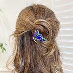 Load image into Gallery viewer, QueenMee Blue Hair Claw Clip with Gems
