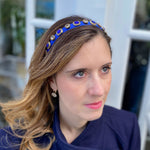 Load image into Gallery viewer, QueenMee Blue Headband Vintage Headband
