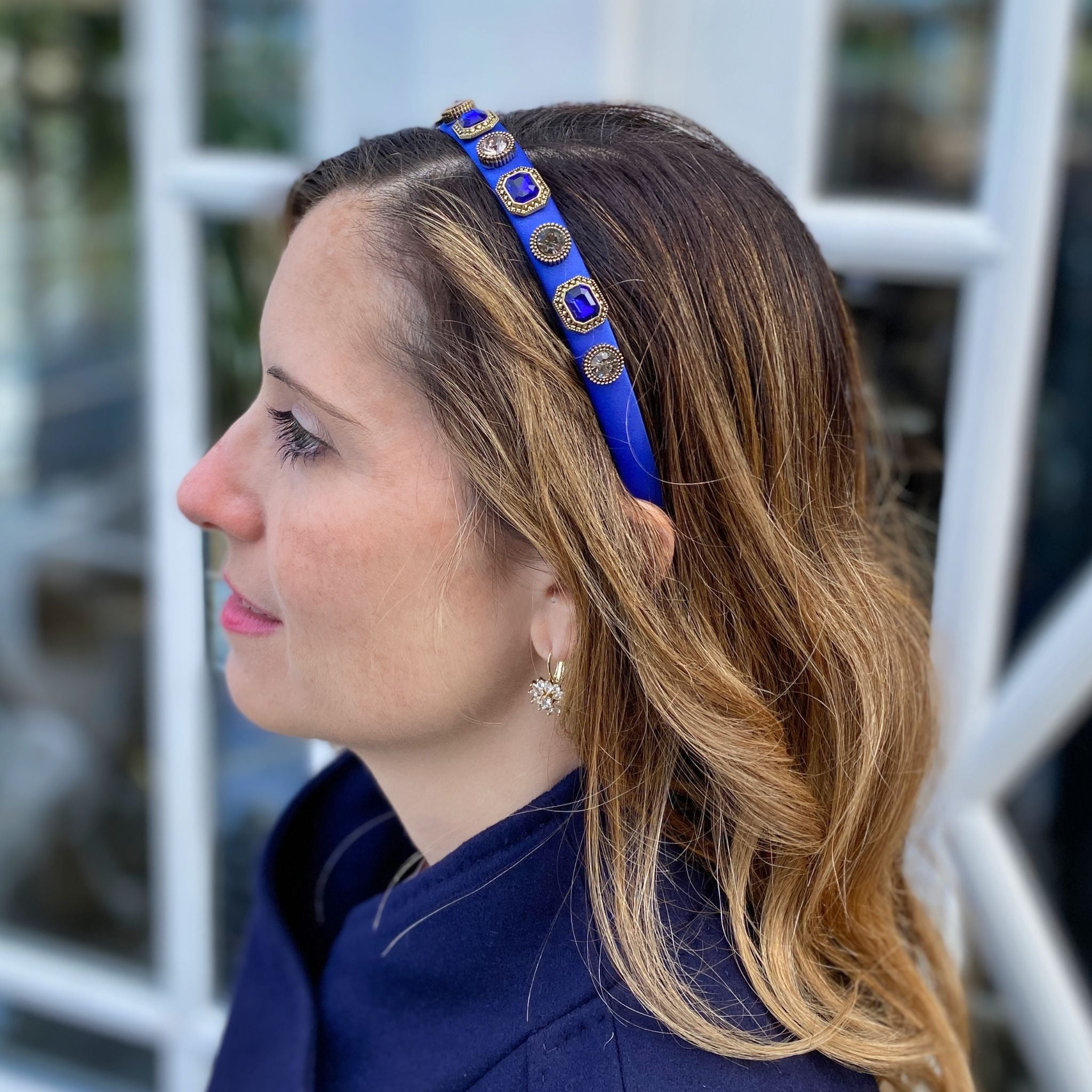 QueenMee Blue Headband Vintage Headband