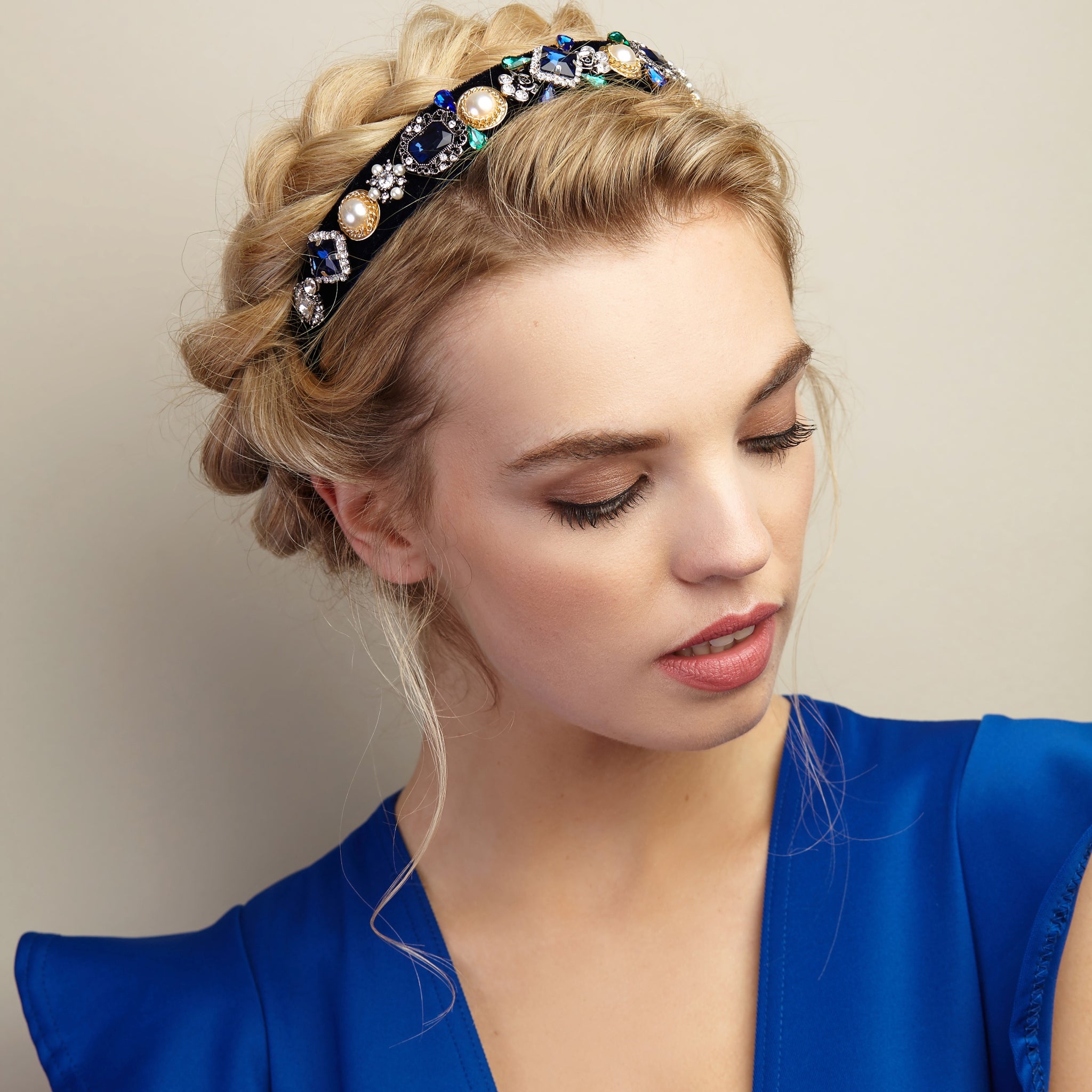 QueenMee Blue Jewelled Headband