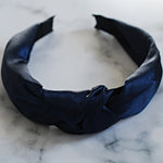 Load image into Gallery viewer, QueenMee Blue Turban Headband Navy Knot Headband
