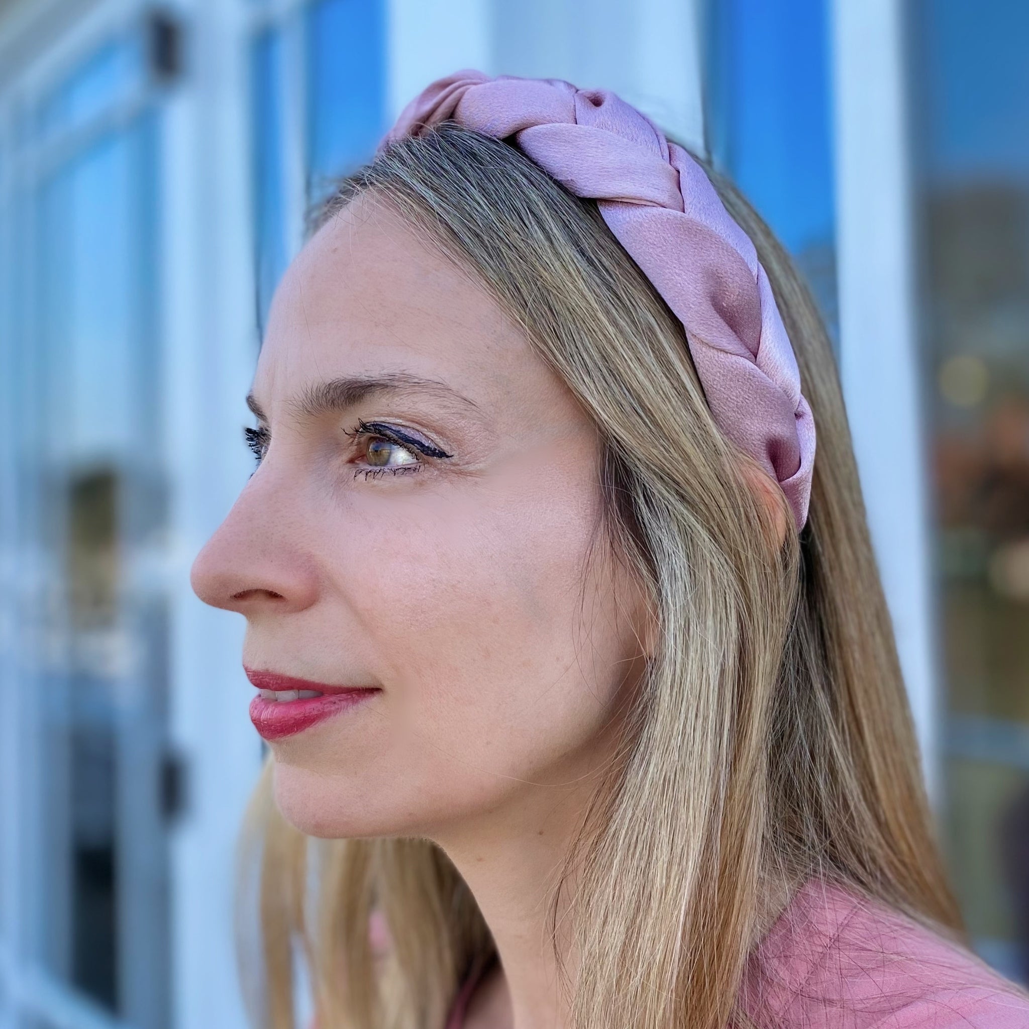 QueenMee Blush Pink Headband Braided