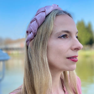 QueenMee Blush Pink Headband Braided