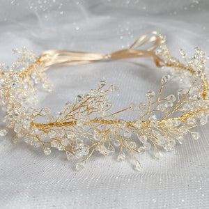 QueenMee Bridal Headpiece Boho Headband in Silver or Gold