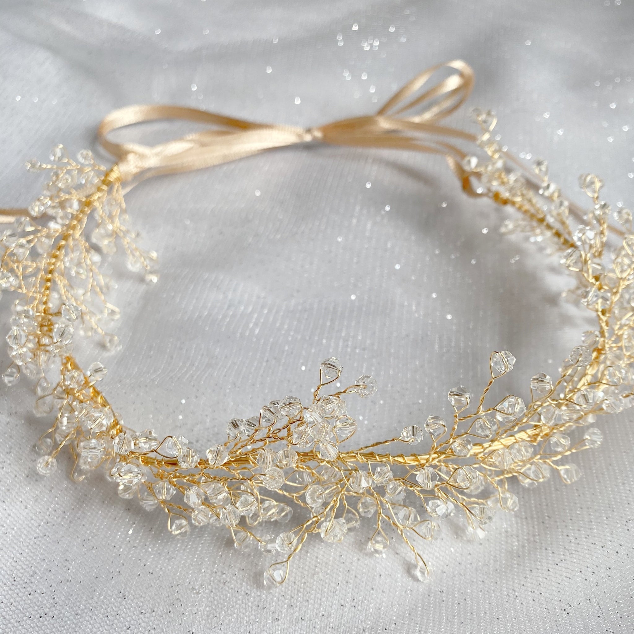 QueenMee Bridal Headpiece Boho Headband in Silver or Gold