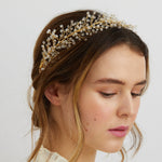 Load image into Gallery viewer, QueenMee Bridal Headpiece Boho Headband in Silver or Gold
