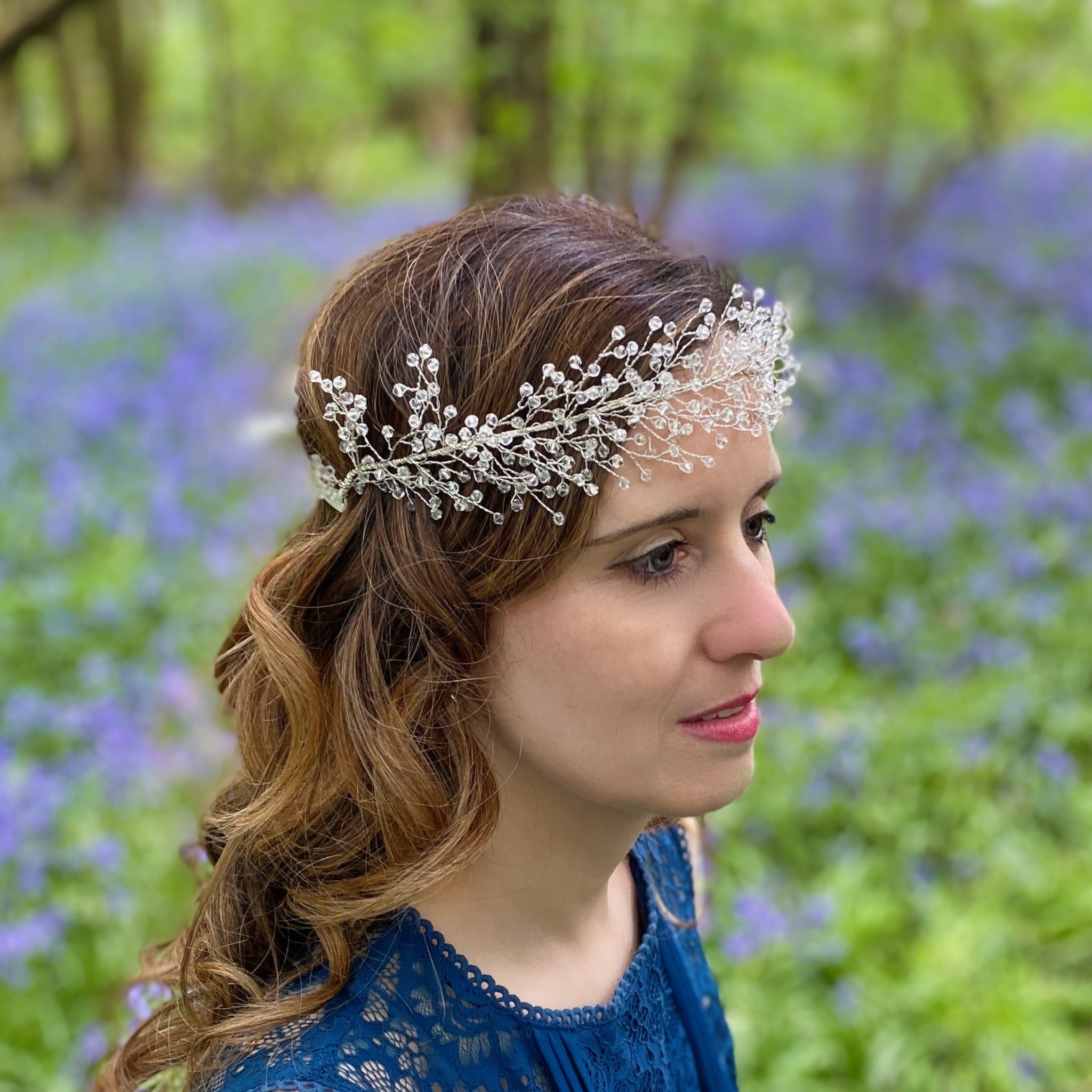 QueenMee Bridal Headpiece Boho Headband in Silver or Gold