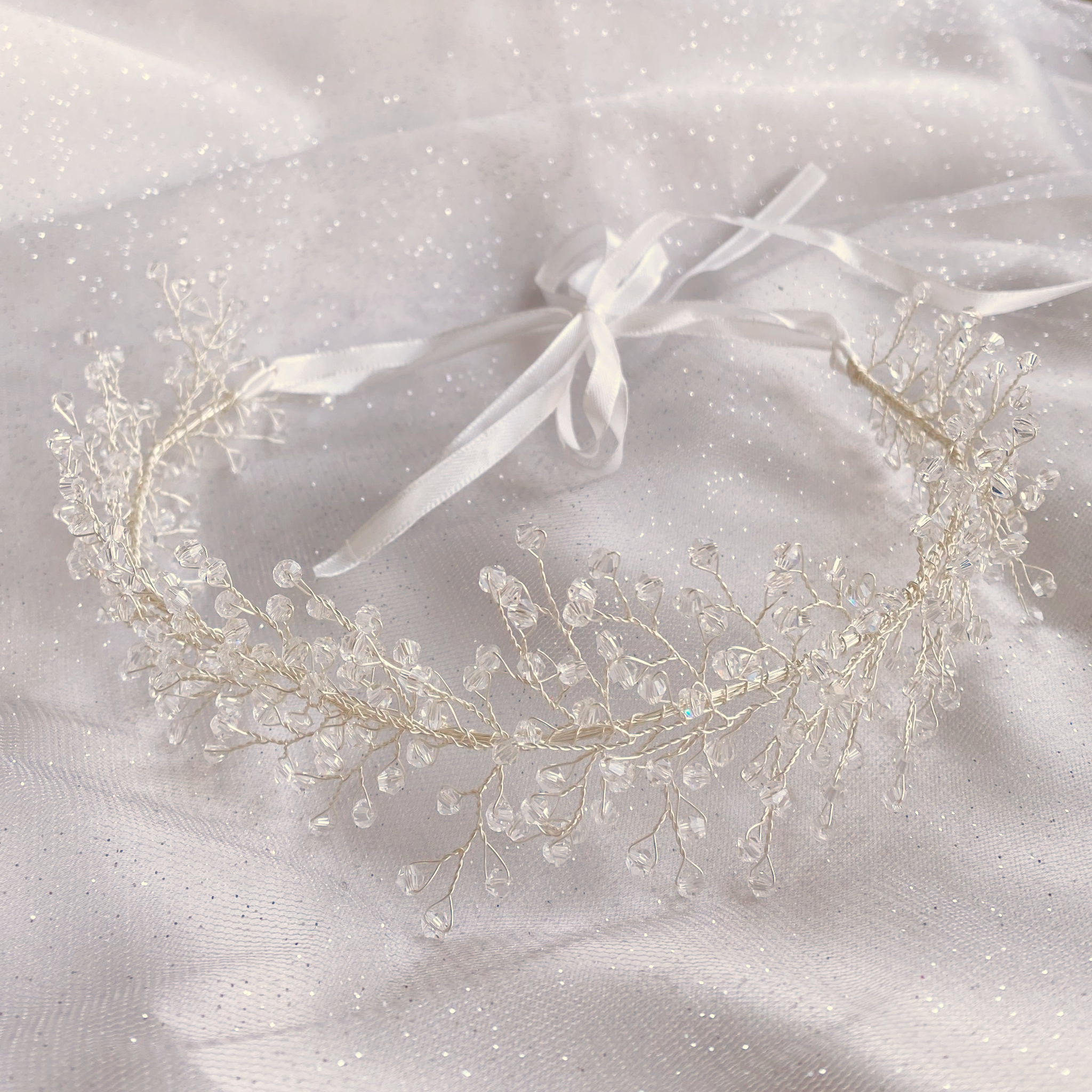 QueenMee Bridal Headpiece Boho Headband in Silver or Gold