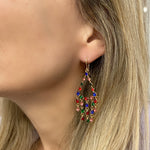 Load image into Gallery viewer, QueenMee Chandelier Earrings Colourful Earrings Gold
