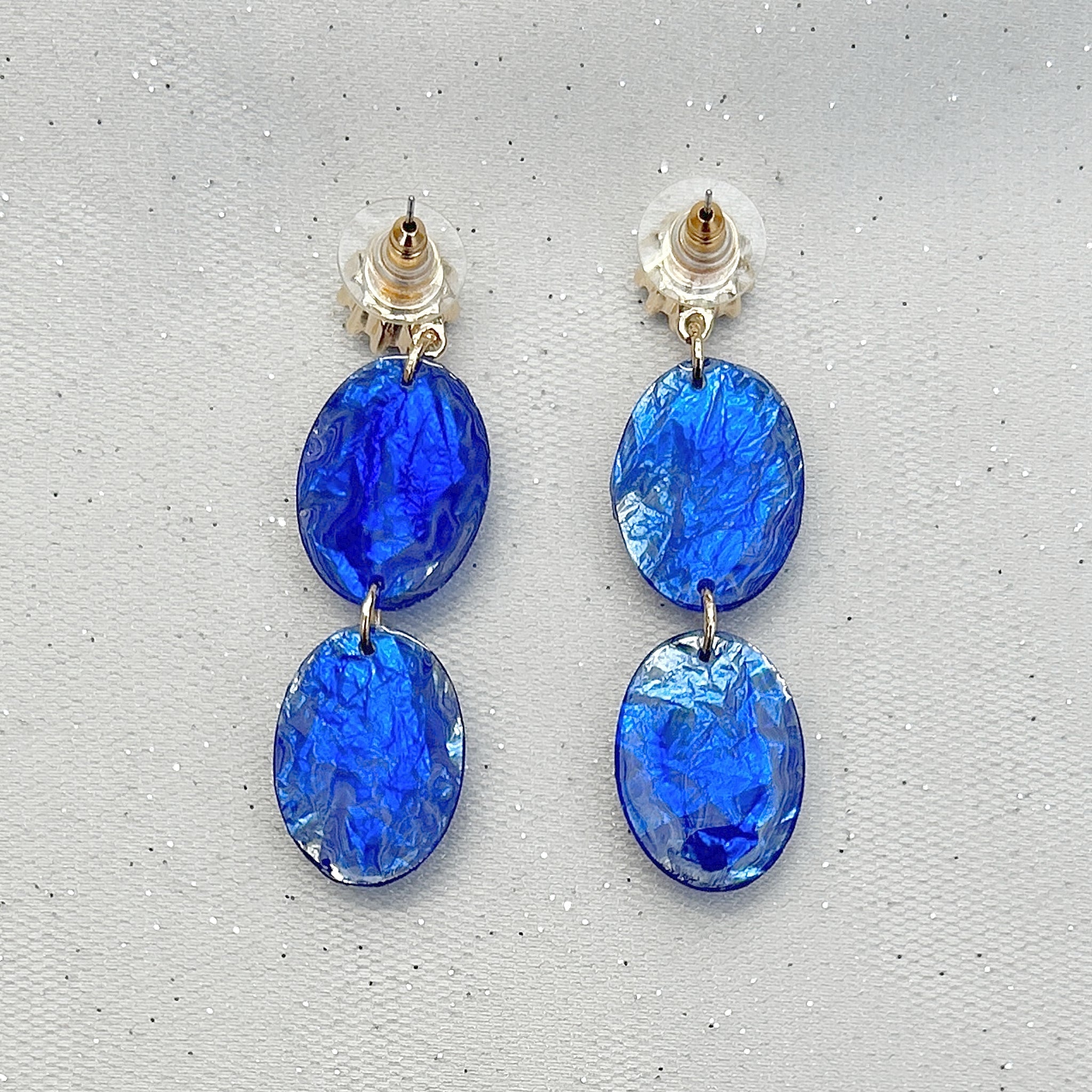 QueenMee Cobalt Blue Earrings Long Drop Earrings