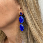 Load image into Gallery viewer, QueenMee Cobalt Blue Earrings Long Drop Earrings
