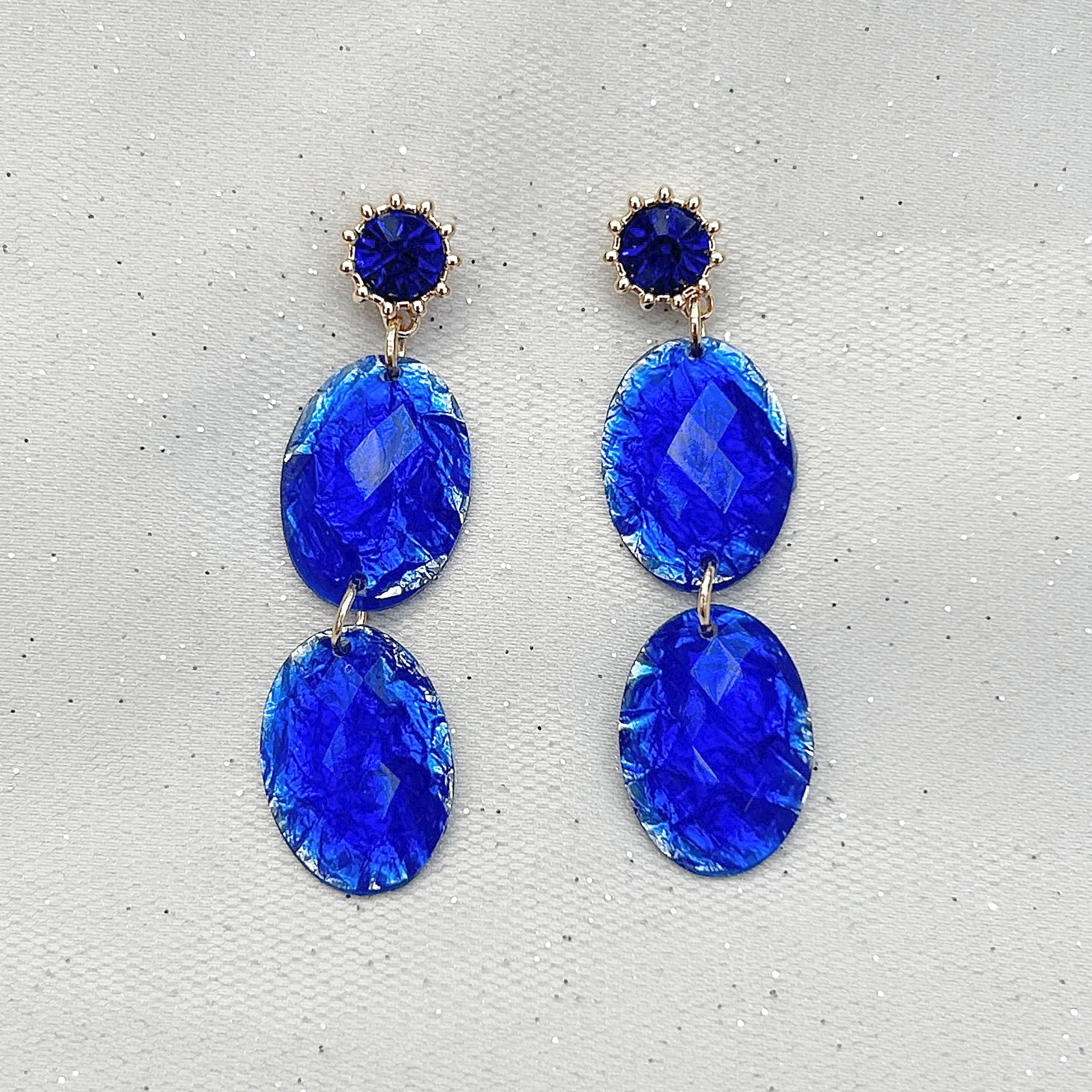 QueenMee Cobalt Blue Earrings Long Drop Earrings