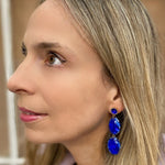 Load image into Gallery viewer, QueenMee Cobalt Blue Earrings Long Drop Earrings
