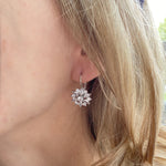 Load image into Gallery viewer, QueenMee Diamante Earrings Floral Earrings in Gold Silver or Rose Gold
