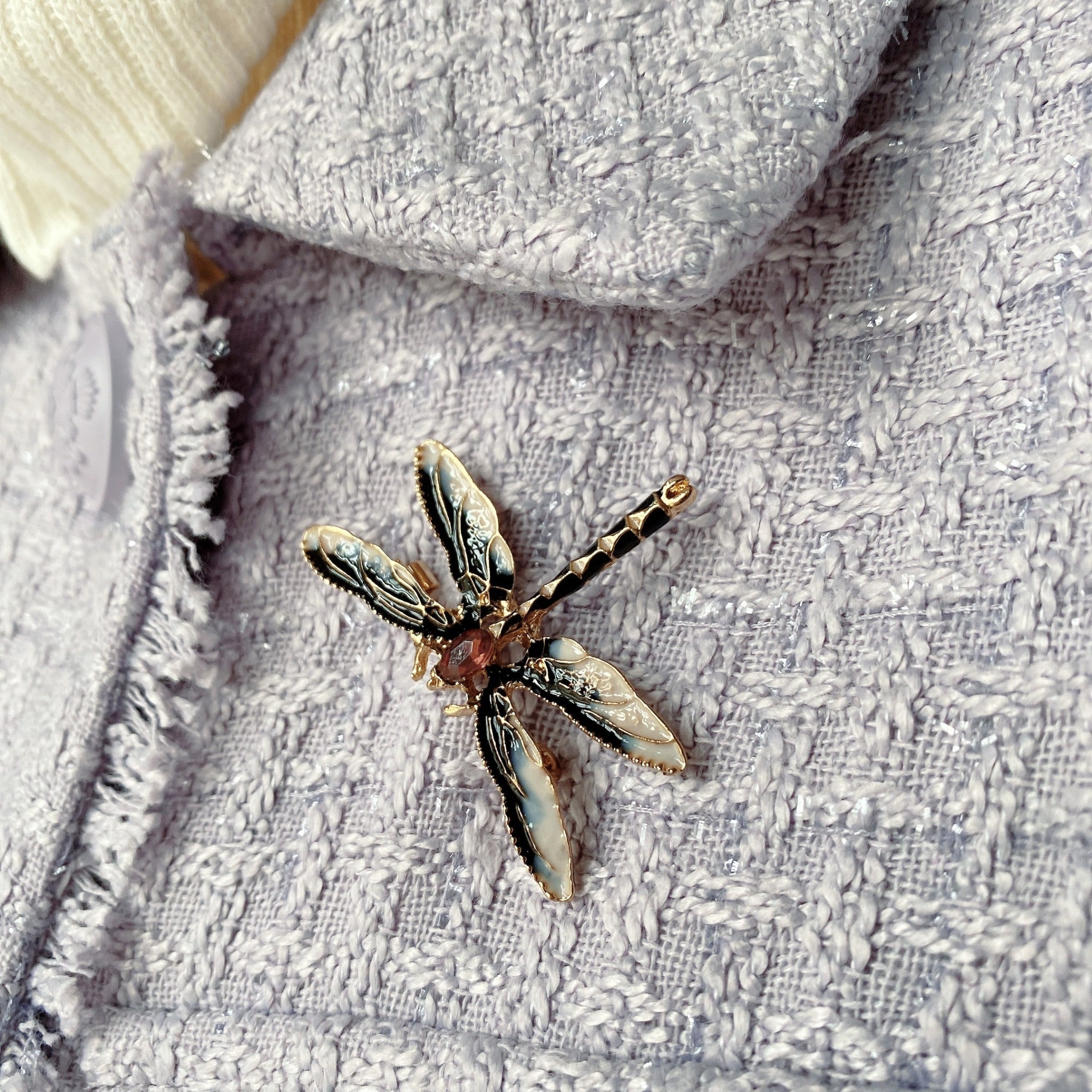 QueenMee Dragonfly Brooch in Enamel with Crystal