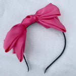 Load image into Gallery viewer, QueenMee Fascinator Bow Headband Hot Pink
