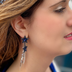 Load image into Gallery viewer, QueenMee Star Earrings Navy Blue Earrings
