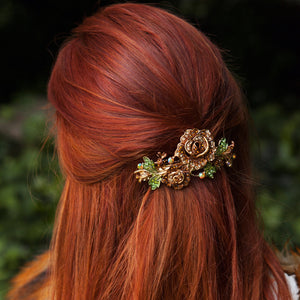 QueenMee Flower Hair Clip Brown Rose