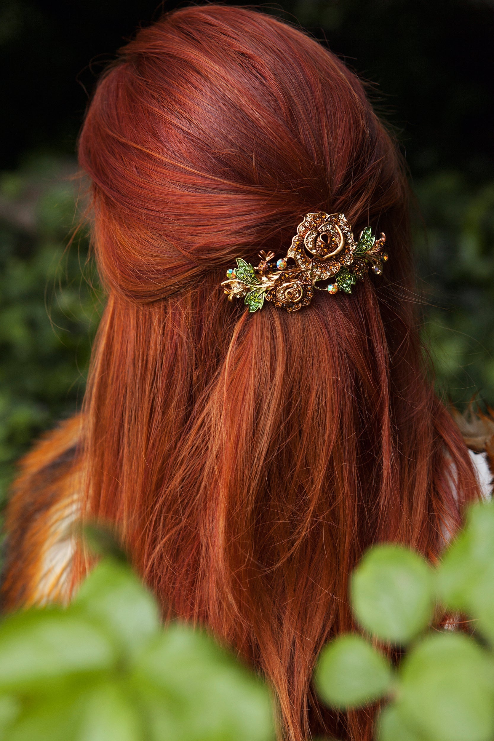 QueenMee Flower Hair Clip Brown Rose