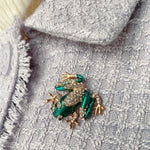 Load image into Gallery viewer, QueenMee Frog Brooch Enamel Pin with Rhinestone
