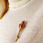 Load image into Gallery viewer, QueenMee Gold Crown Brooch Lapel Pin in Red
