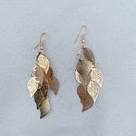 Load image into Gallery viewer, QueenMee Gold Dangly Earrings Boho Earrings Leaf
