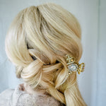 Load image into Gallery viewer, QueenMee Gold Hair Clamp with Rhinestone
