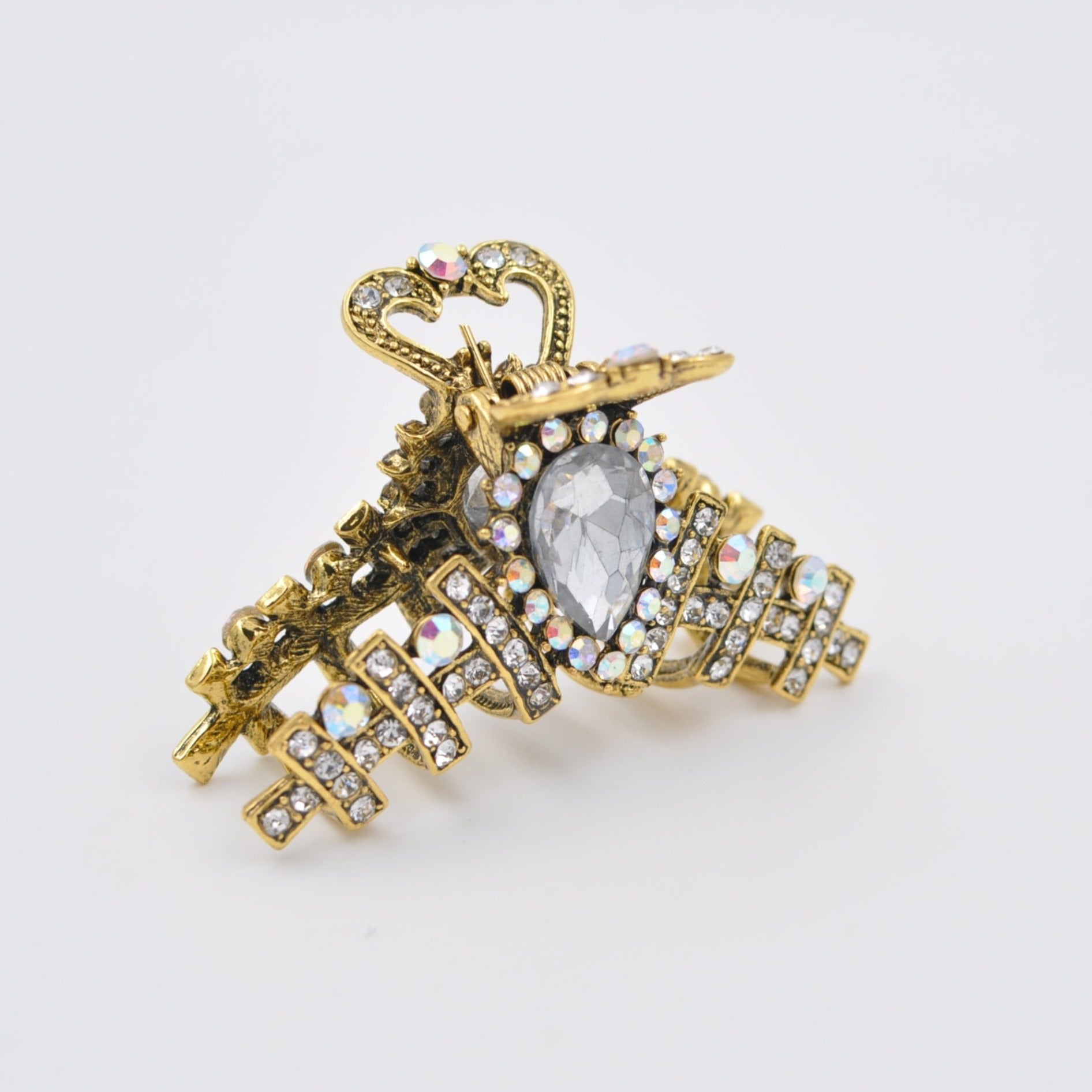 QueenMee Gold Hair Clamp with Rhinestone