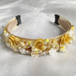 Load image into Gallery viewer, QueenMee Gold Headpiece with Flowers and Cherubs
