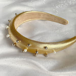 Load image into Gallery viewer, QueenMee Gold Padded Headband with Pearls
